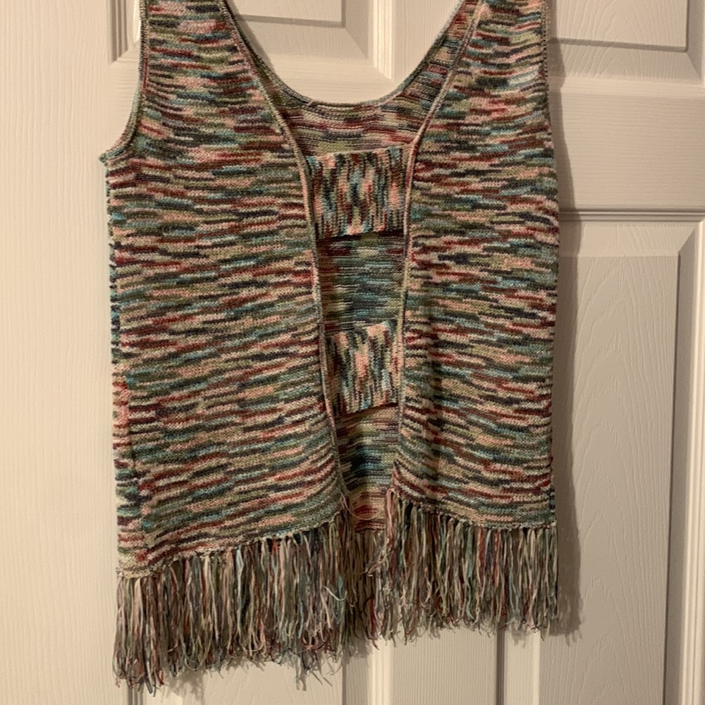 Jack Multicolored Top With Fringe, Size M - image 6